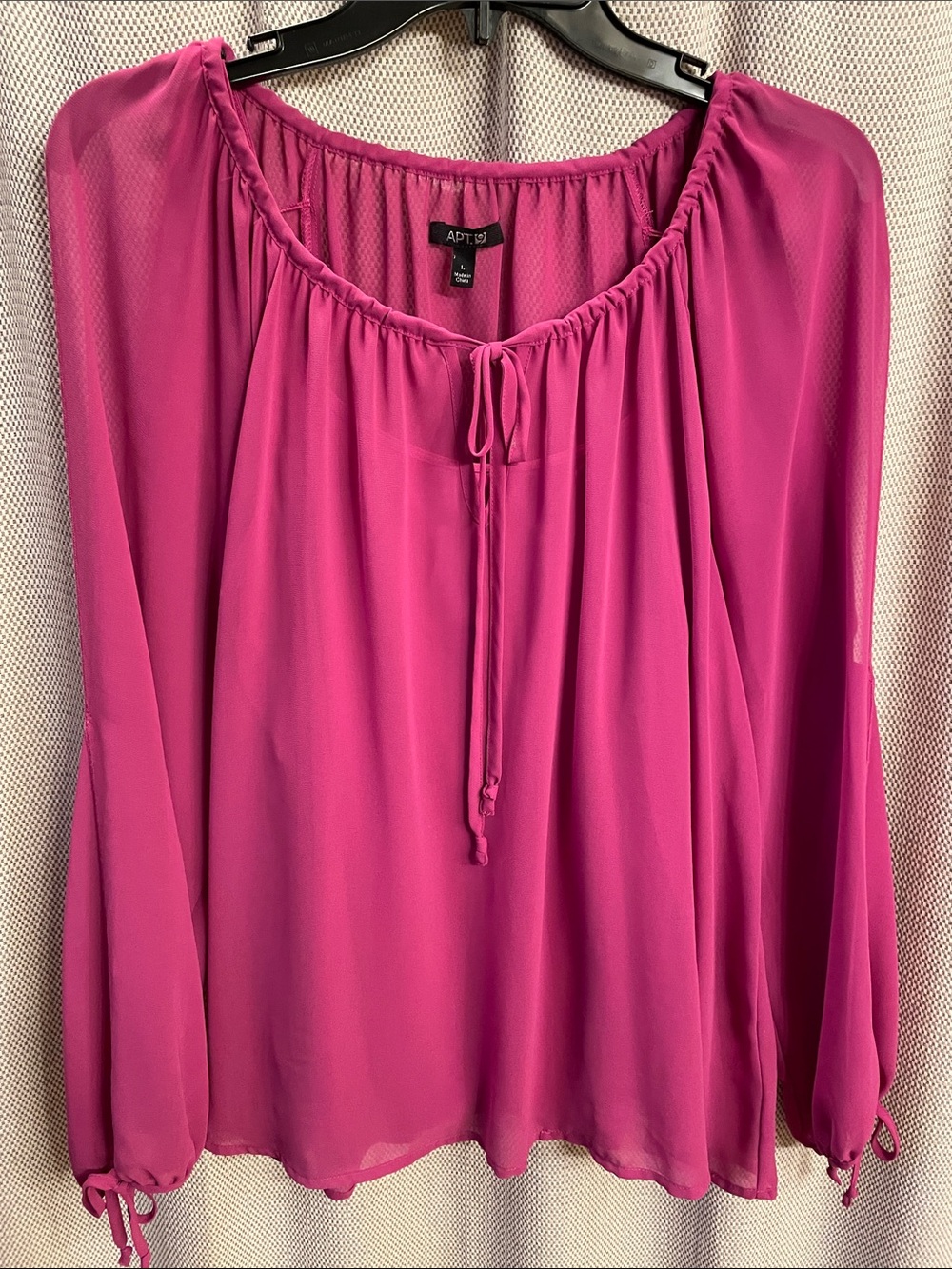 Apt. 9 Fuchsia Tie-Front Peasant Blouse With Matching Camisole